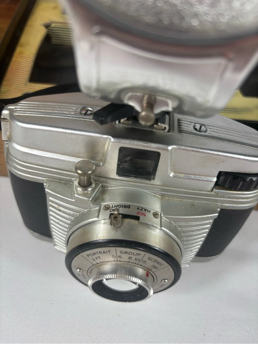 Vintage Ansco Lancer Camera Outfit w/ Flash & Original Box Untested 1950s